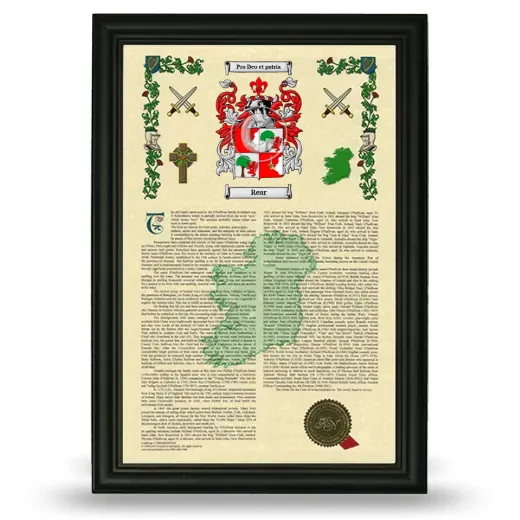 Rear Armorial History Framed - Black