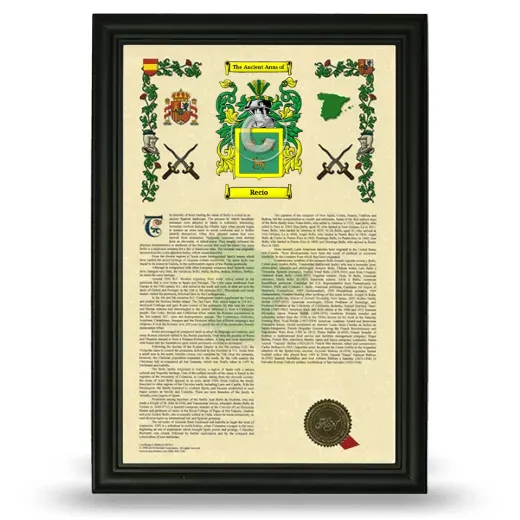 Recio Armorial History Framed - Black