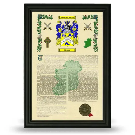Regan Armorial History Framed - Black