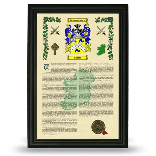 Regans Armorial History Framed - Black
