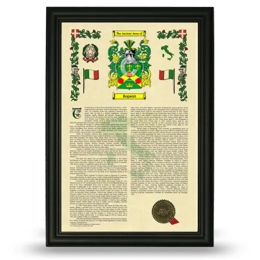Regazzi Armorial History Framed - Black