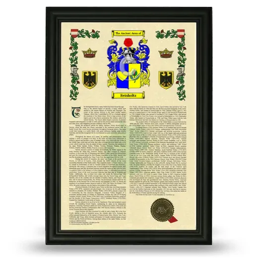 Reinholtz Armorial History Framed - Black