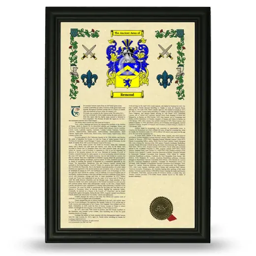 Remond Armorial History Framed - Black