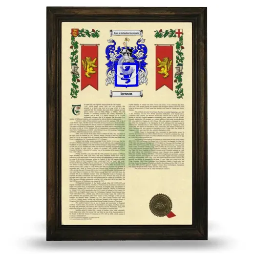 Renton Armorial History Framed - Brown
