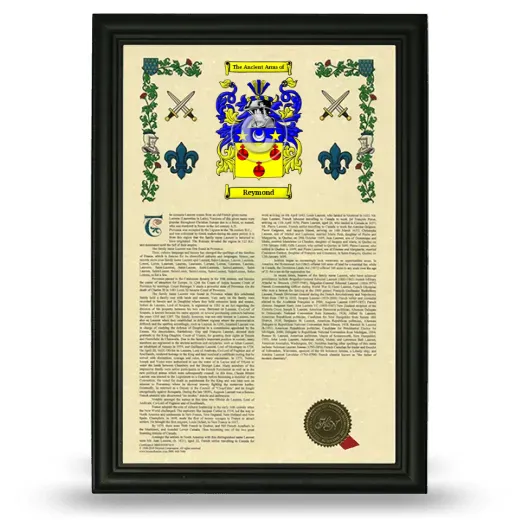 Reymond Armorial History Framed - Black
