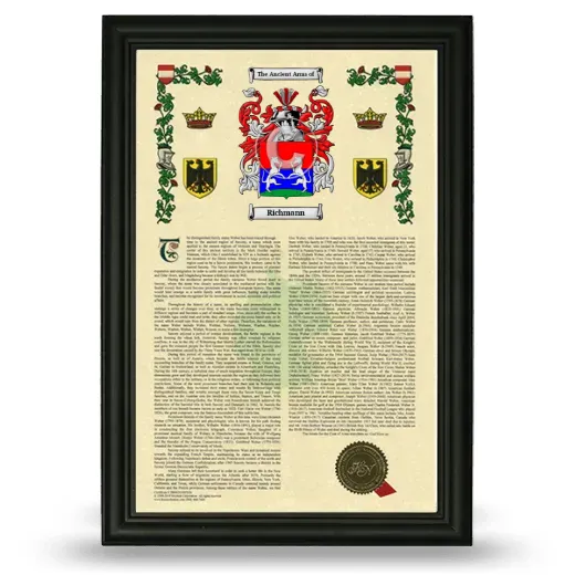 Richmann Armorial History Framed - Black