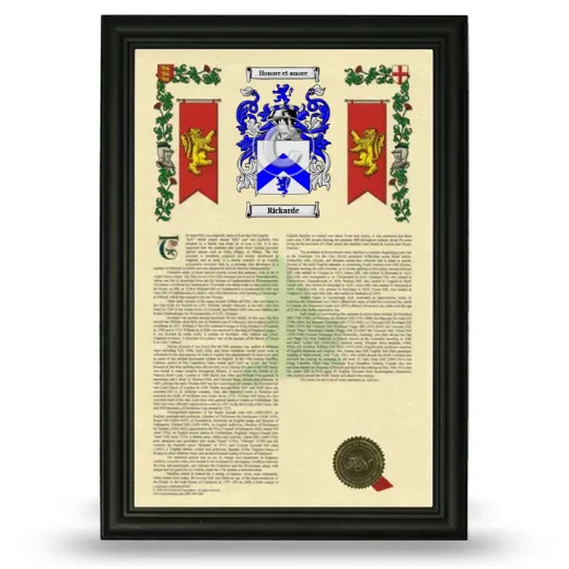 Rickarde Armorial History Framed - Black