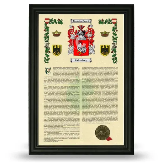 Rickenburg Armorial History Framed - Black