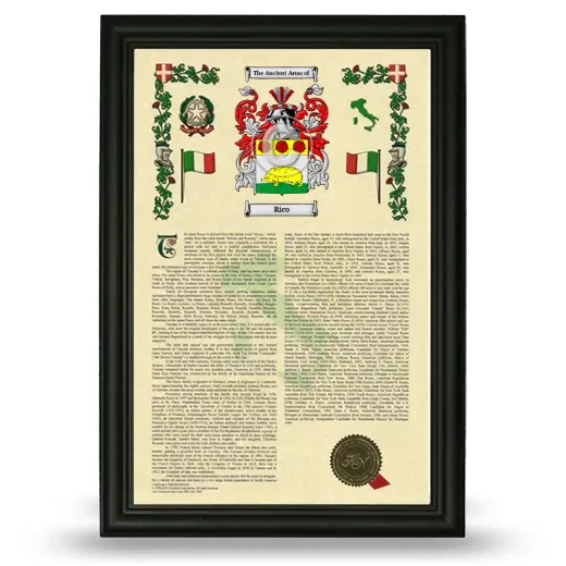 Rico Armorial History Framed - Black