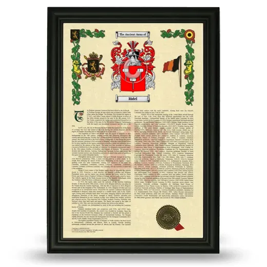Ridel Armorial History Framed - Black