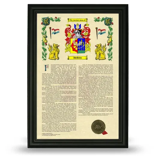 Riedstra Armorial History Framed - Black