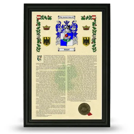 Riepel Armorial History Framed - Black
