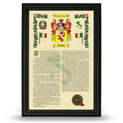 Rinaldini Armorial History Framed - Black