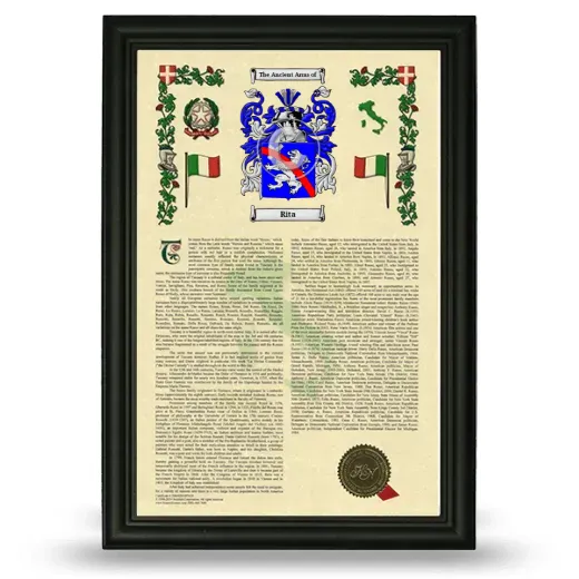 Rita Armorial History Framed - Black
