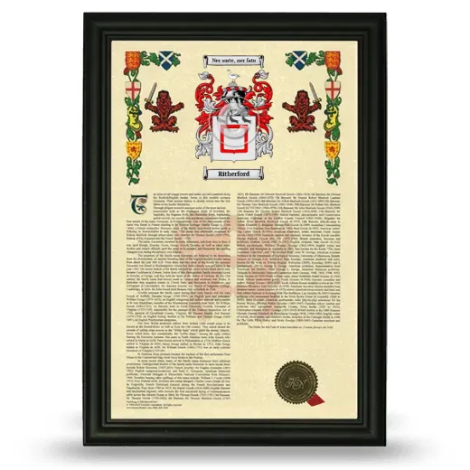 Ritherford Armorial History Framed - Black