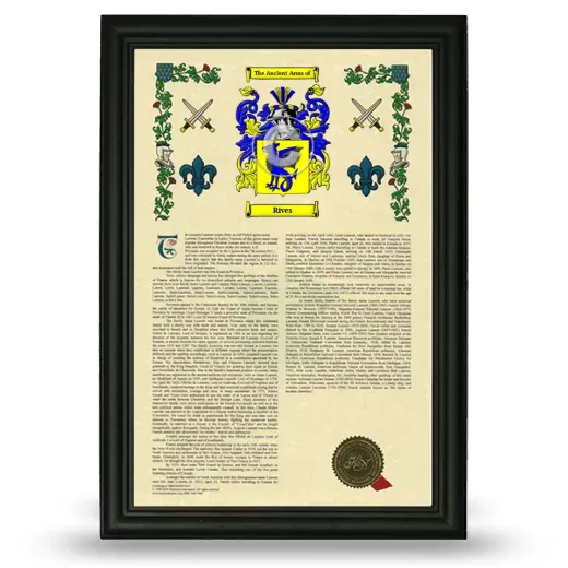 Rives Armorial History Framed - Black