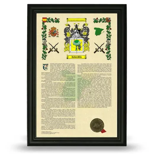 Robredillo Armorial History Framed - Black