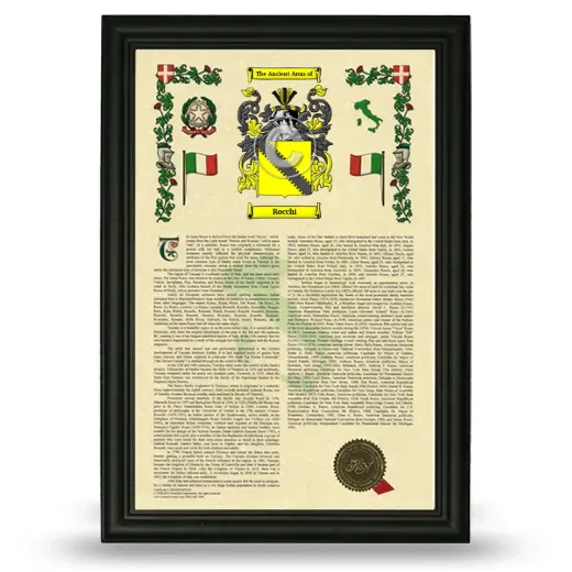Rocchi Armorial History Framed - Black