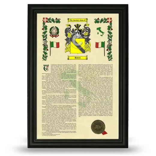 Rocco Armorial History Framed - Black