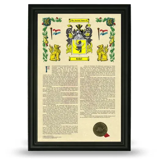 Rohel Armorial History Framed - Black
