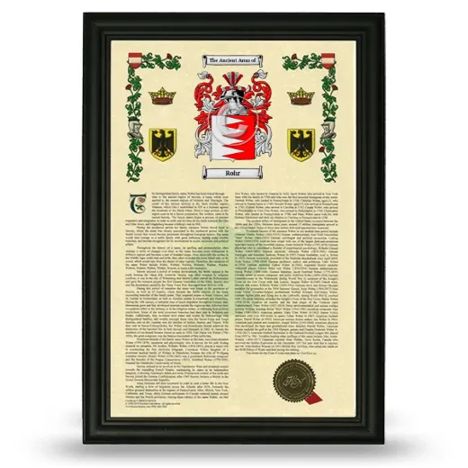 Rohr Armorial History Framed - Black