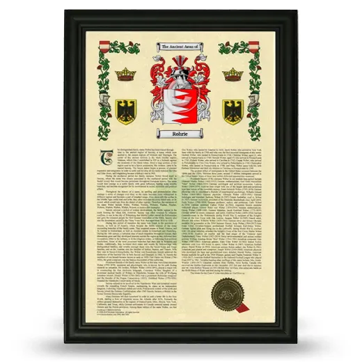 Rohrie Armorial History Framed - Black
