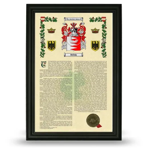 Rohrig Armorial History Framed - Black
