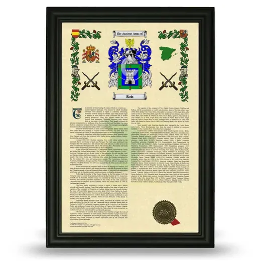 Rois Armorial History Framed - Black
