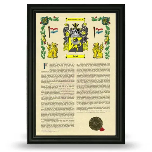 Rolof Armorial History Framed - Black