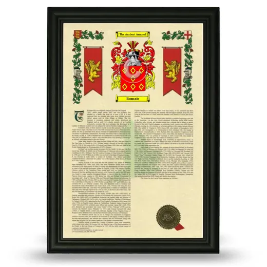Romair Armorial History Framed - Black