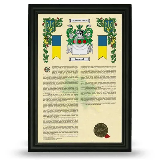 Romanak Armorial History Framed - Black