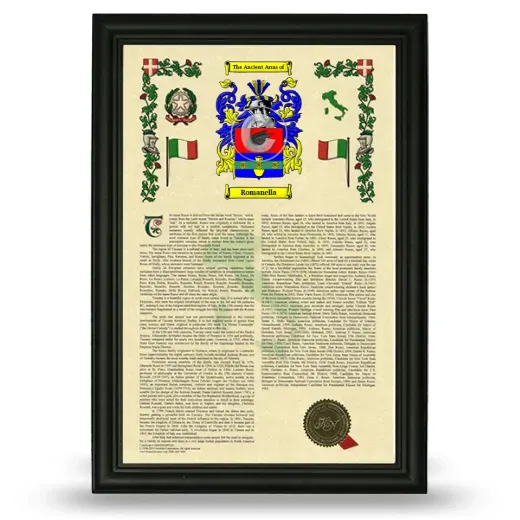 Romanella Armorial History Framed - Black