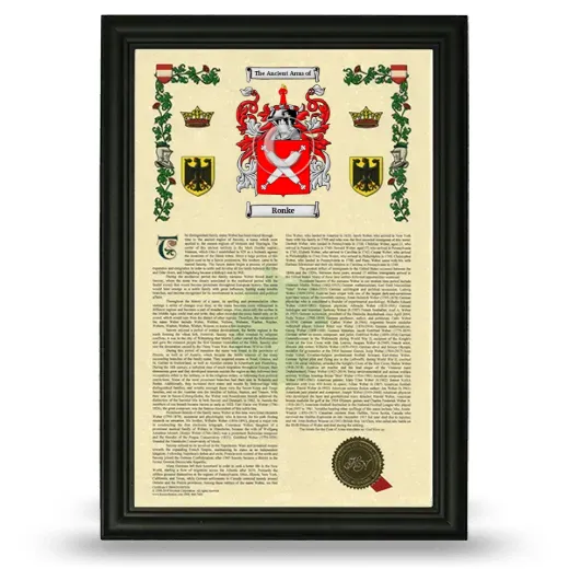 Ronke Armorial History Framed - Black