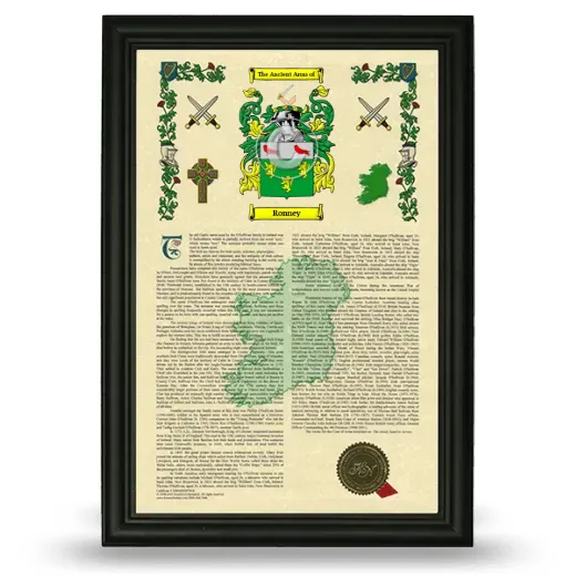 Ronney Armorial History Framed - Black