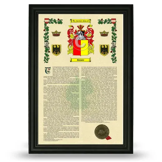 Ronow Armorial History Framed - Black