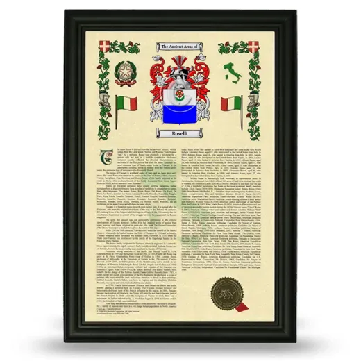 Roselli Armorial History Framed - Black