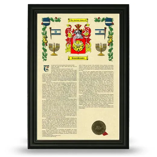 Rosenkrantz Armorial History Framed - Black