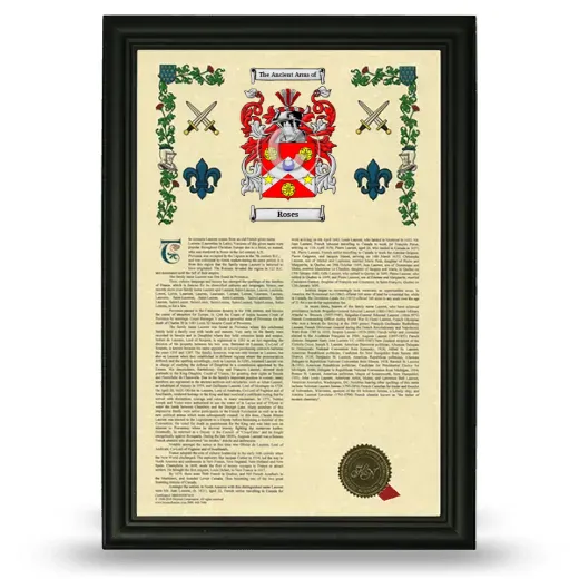 Roses Armorial History Framed - Black