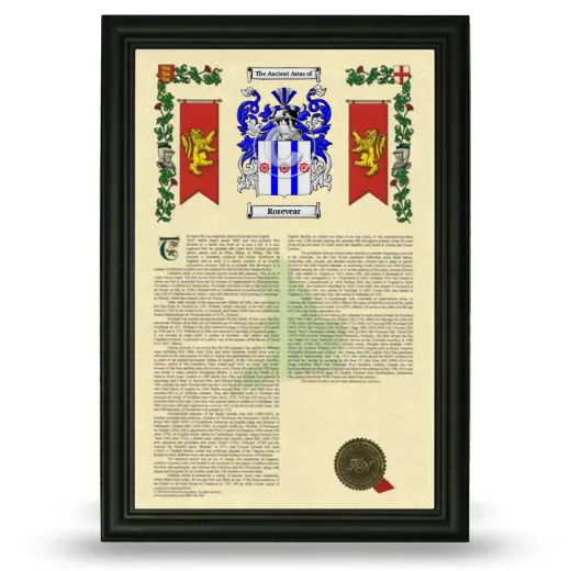 Rosevear Armorial History Framed - Black