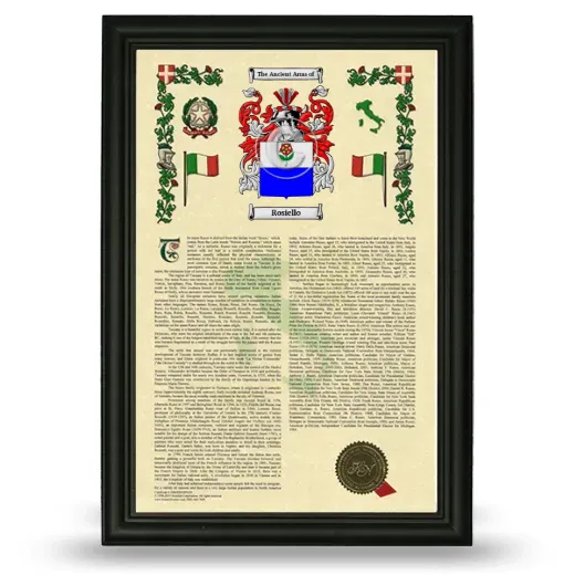 Rosiello Armorial History Framed - Black