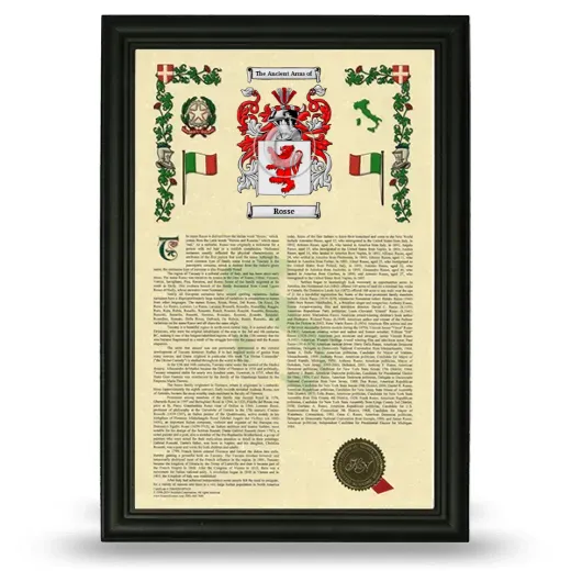 Rosse Armorial History Framed - Black