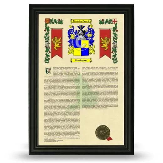 Rossington Armorial History Framed - Black