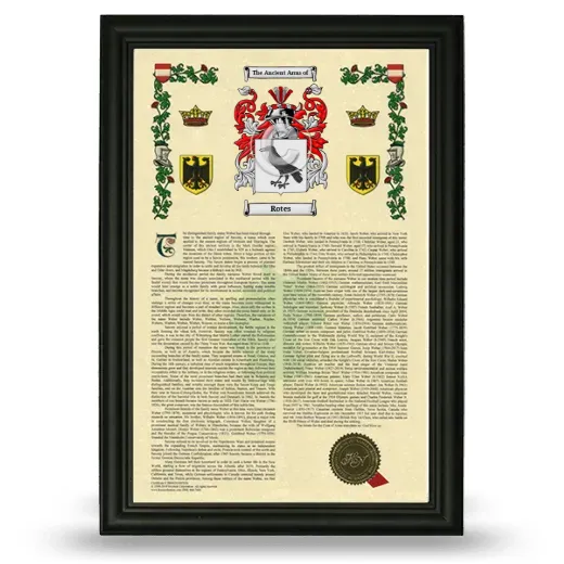 Rotes Armorial History Framed - Black