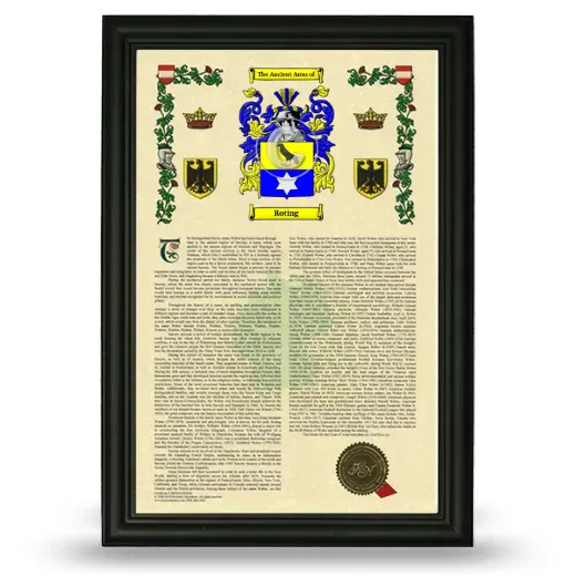 Roting Armorial History Framed - Black