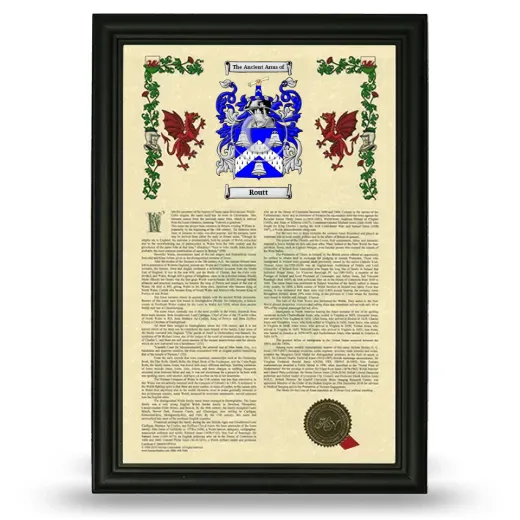 Routt Armorial History Framed - Black