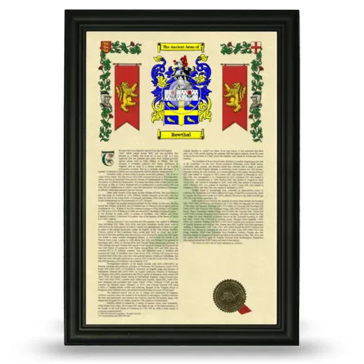 Rowthal Armorial History Framed - Black