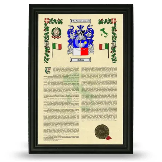 Rubin Armorial History Framed - Black