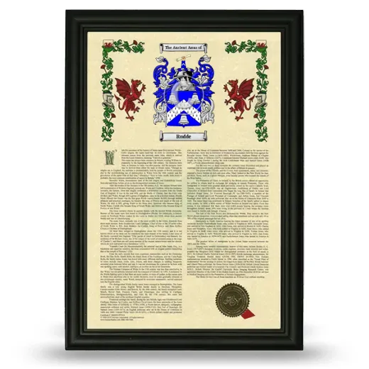 Rudde Armorial History Framed - Black
