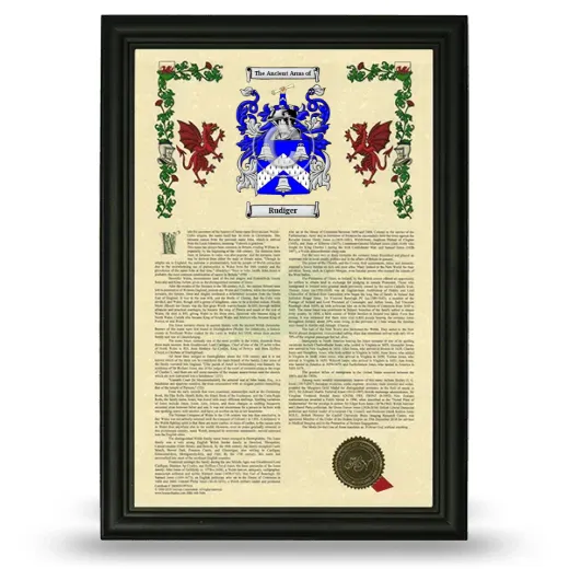 Rudiger Armorial History Framed - Black