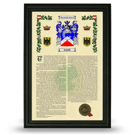 Rudolff Armorial History Framed - Black